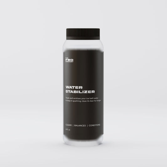 Bottle of water stabilizer with a black label on a white background
